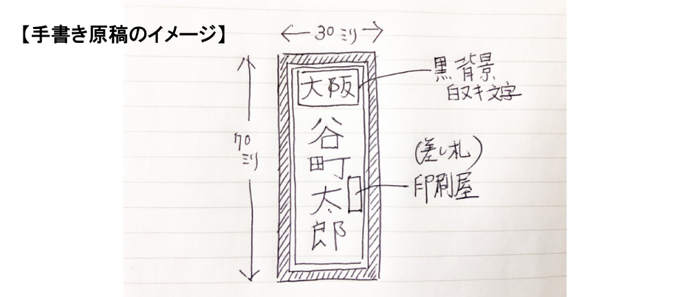 千社札シールの手書き原稿